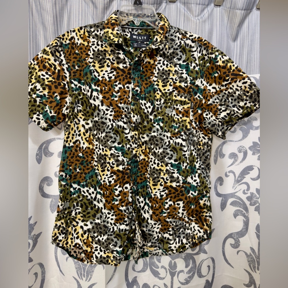 Westy Men's Multicolor 100% Cotton Camo Shirt‎ Size Large